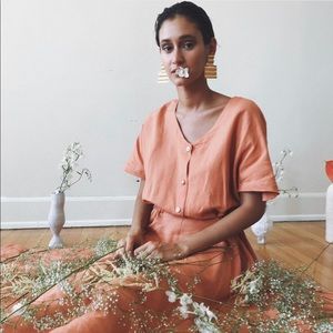 Selva Negra vale dress in coral linen